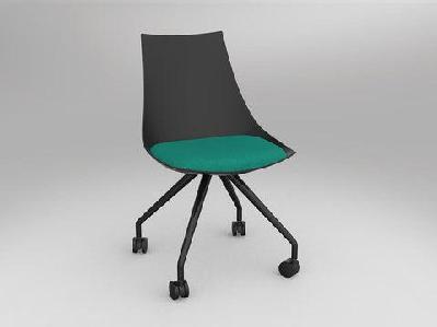 ol luna black chair with castor baseemerald green