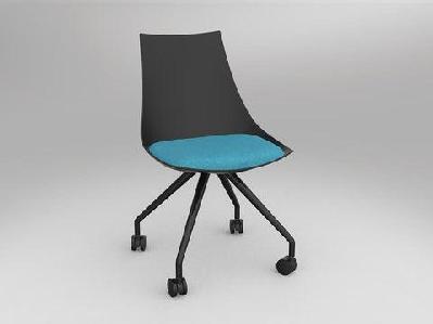 ol luna black chair with castor baseice blue