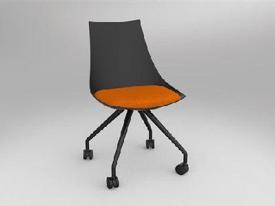 ol luna black chair with castor base white eurotex pu
