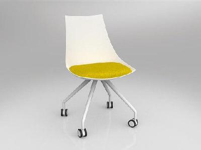 ol luna white chair with castor basebumblebee yellow
