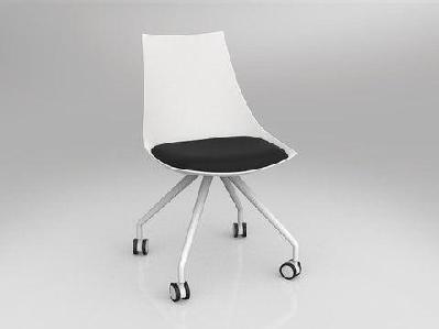 ol luna white chair with castor baseblack eurotex pu