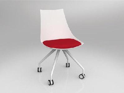 ol luna white chair with castor basechilli red