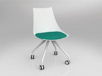 ol luna white chair with castor baseemerald green
