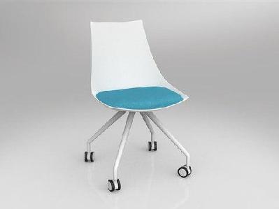 ol luna white chair with castor baseice blue