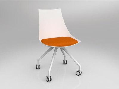 ol luna white chair with castor basesunset orange