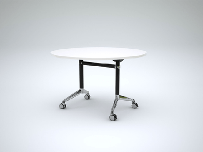 ol modulus flip table with 1200mm round topwhite top black base