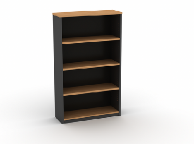 gp omsystem commercial office open bookcase 1500mm height beech/charcoal 