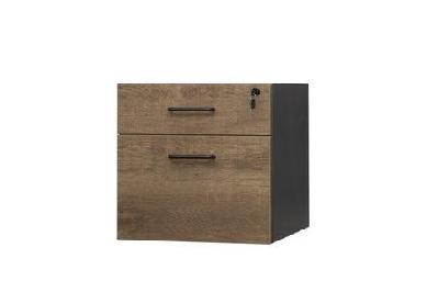 gp office fixed desk pedestal with 1 drawer and 1 filing drawer – regal walnut and charcoal