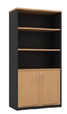 gp omsystem commercial office half door cabinetbeech/ charcoal