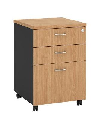 gp omsystem commercial office mobile pedestal 2 drawers and 1 filebeech/charcoal