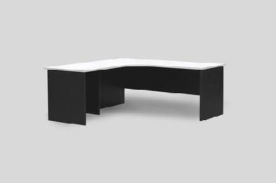 gp omsystem commercial office 2 piece radial workstationwhite/charcoal / left