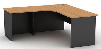 gp omsystem commercial office 2 piece radial workstationbeech/charcoal / left