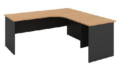 gp omsystem commercial office 2 piece radial workstation cherry/charcoal / right 