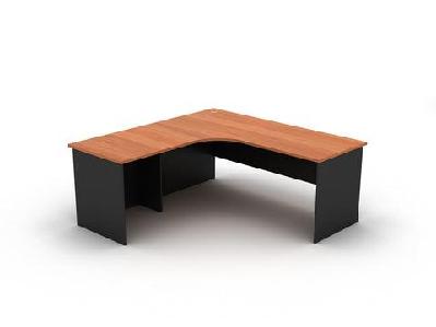 gp omsystem commercial office 2 piece radial workstationcherry/charcoal / left