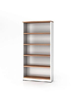 gp office open book shelves - virginia walnut with white