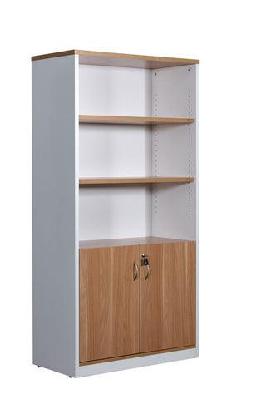 gp office 2 door cabinet with 3 open shelves - virginia walnut