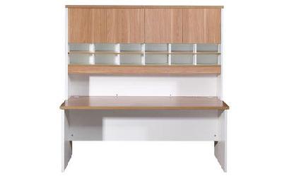 gp office desk with pigeon hole hutch 1800mmvirginia walnut and white