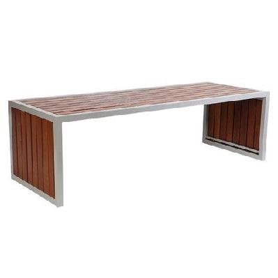 ma outback stainless steel framed and timber slats outdoor table 900l x 661w x 730h / future wood range 