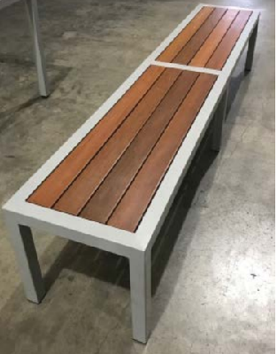 ma powder coated steel framed and timber slats indoor bench1000l x 475w x 450hmm / pacific jarrah