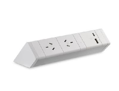 cm athena above desk power rail - 2gpo and 1 inline usb-c/a port1500mm / white