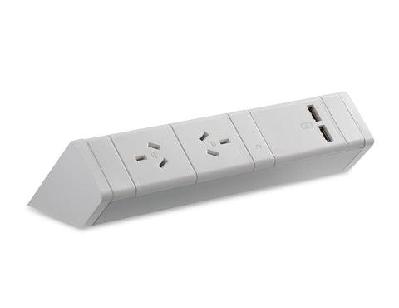 cm athena above desk power rail - 2gpo and 2 a/a usb chargingblack