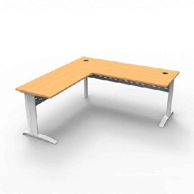 rl span corner office desk with return white top silver base