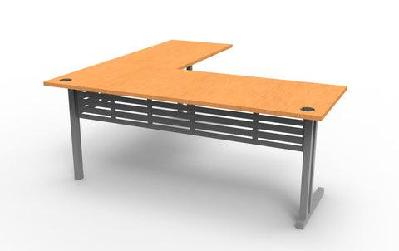 rl rapid span metal c-leg desk with return beech top with silver base