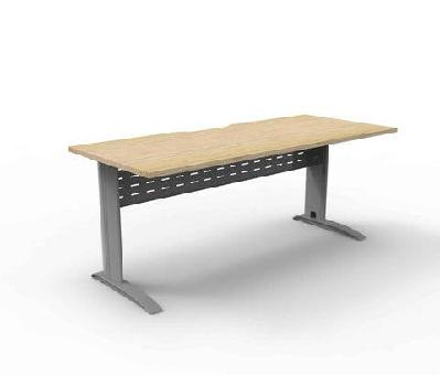 rl deluxe rapid span office desk w1500 x d750 mm / natural oak top & white satin base