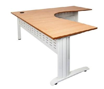 rl span metal leg corner workstation w1800 x w1200 / beech top silver base