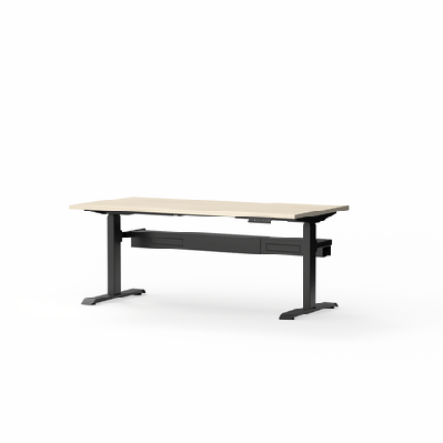 ol klass electric height adjustable desk with cable management l1500 x d750 with scallop / nordic maple / white