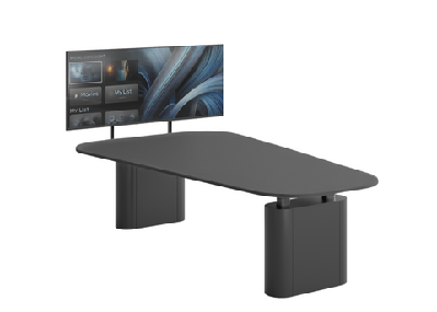 dd sky borne electric height adjustable boardroom table with tv bracket 2400 mm / black 