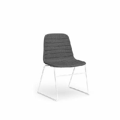 ol sofia fabric upholstered sled base breakout chair white / leaf