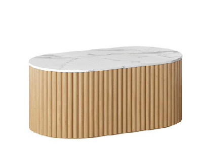 dd atmos pill shape coffee table900 mm / marble look / steccawoood