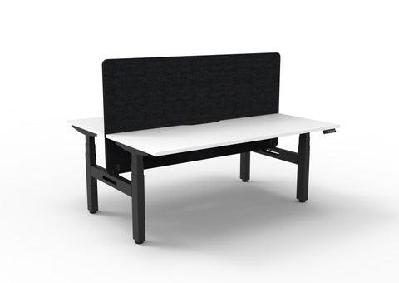 rl boost+ height adjustable 2 user back to back workstation with black eco panel screen1800w x 750d / natural white top black satin frame / without cable tray