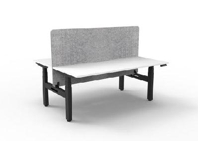 rl boost+ height adjustable 2 user back to back workstation with grey eco panel screen1800w x 750d / natural white top black satin frame / with cable tray