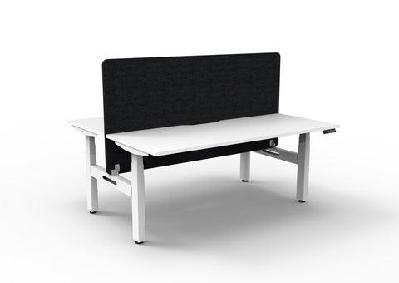 rl boost+ height adjustable 2 user back to back workstation with black eco panel screen1800w x 750d / natural white top white satin frame / without cable tray
