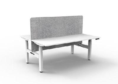 rl boost+ height adjustable 2 user back to back workstation with grey eco panel screen1800w x 750d / natural white top white satin frame / with cable tray