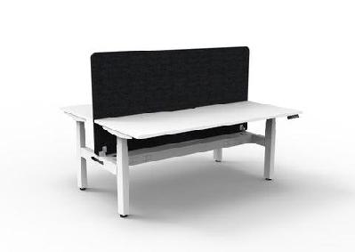rl boost+ height adjustable 2 user back to back workstation with black eco panel screen1200w x 750d / natural white top white satin frame / without cable tray