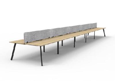 rl eternity double sided workstation with grey eco panel screenw1200 x d750 / 10 users / natural oak top black satin base