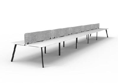 rl eternity double sided workstation with grey eco panel screenw1200 x d750 / 10 users / natural white top black satin base