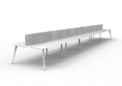 rl eternity double sided workstation with grey eco panel screenw1200 x d750 / 10 users / natural white top white satin base