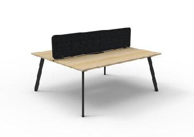 rl eternity double sided workstation with black eco panel screenw1500 x d750 / 2 users / natural oak top black satin base