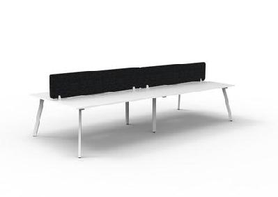 rl eternity double sided workstation with black eco panel screenw1200 x d750 / 4 users / natural white top white satin base