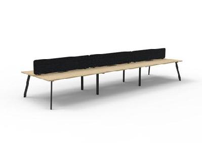 rl eternity double sided workstation with black eco panel screenw1500 x d750 / 6 users / natural oak top black satin base