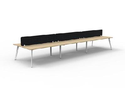 rl eternity double sided workstation with black eco panel screenw1500 x d750 / 6 users / natural oak top white satin base