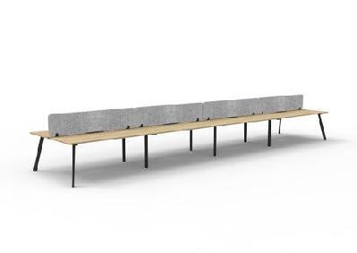 rl eternity double sided workstation with grey eco panel screenw1200 x d750 / 8 users / natural oak top black satin base