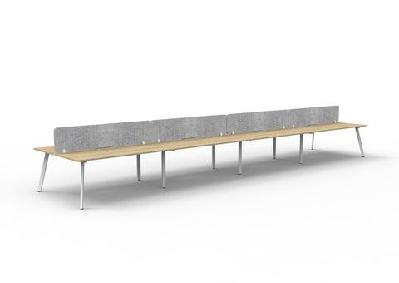 rl eternity double sided workstation with grey eco panel screenw1200 x d750 / 10 users / natural oak top white satin base