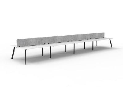 rl eternity double sided workstation with grey eco panel screenw1200 x d750 / 8 users / natural white top black satin base