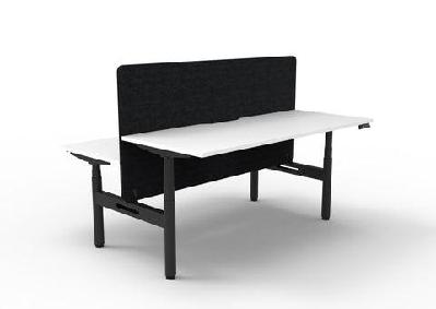 rl halo+ height adjustable back to back 2 user workstation with black eco panel screenw1800 x d750 / white top black satin base / without cable tray
