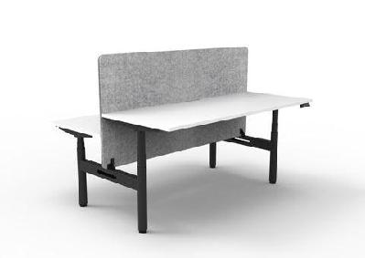 rl halo+ height adjustable back to back 2 user workstation with grey eco panel screenw1800 x d750 / white top black satin base / with cable tray